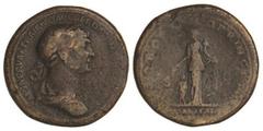 ROMAN COINS: ROMAN EMPIRE Sestercio. Acuñada el 112-114 d.C. TRAJANO. Anv.: (IMP. C)AES. NERVAE TRAIANO AVG. GER. DAC. P. M. TR. (P. COS. VI P. P.). Busto a derecha. Rev.: (S. P.) Q. R. O(PTIM)O PRINC