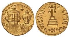 BYZANTINE COINS Sólido. CONSTANS II (641-668 d.C.). CONSTANTINOPLA. Anv.: ¶N. CONStANtIN¶S C. CONStAN. Busto de frente de Constans y Constantino IV, cruz en el campo. Rev.: VICTORIA AV¶, debajo CONOB¶