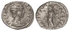 ROMAN COINS: ROMAN EMPIRE Denario. Acuñada el 218-222 d.C. JULIA SOEMIAS. Anv.: IVLIA SOAEMIAS AVG. Busto a derecha. Rev.: VENVS CAELESTIS. Venus en pie a izquierda con cetro y manzana. 2,90 grs. AR. 
