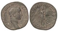 ROMAN COINS: ROMAN EMPIRE Sestercio. Acuñada el 222-231 d.C. ALEJANDRO SEVERO. Anv.: IMP. SEV. ALEXANDER AVG. Busto laureado a derecha. Rev.: VICTORIA AVGVSTI S. C. Victoria en pie a derecha inscribie