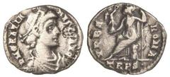 ROMAN COINS: ROMAN EMPIRE Siliqua. Acuñada el 367-375 d.C. GRACIANO. TREVERI. Anv.: D. N. GRATIANVS P. F. AVG. Busto con diadema a derecha. Rev.: VRBS ROMA. En exergo: TRPS. Roma sentada a izquierda c