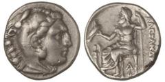 GREEK COINS Dracma. 323-319 a.C. FILIPO III ARRHIDAIOS en nombre y tipo de Alejandro Magno, acuñada bajo MENANDRO o CLEYTHOS. MAGNESIA AD MAEANDRUM. Anv.: Cabeza de Hércules con piel de león a derecha
