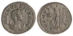 ROMAN COINS: ROMAN EMPIRE Antoniniano. Acuñada el 283-285 d.C. MAGNIA URBICA. Anv.: MAGN. VRBICA AVG. Busto diademado a derecha sobre creciente. Rev.: VENVS VICTRIX. Venus con casco y cetro a izquierd