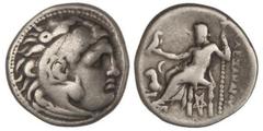 GREEK COINS Dracma. 336-323 a.C. ALEJANDRO MAGNO. MACEDONIA. Anv.: Cabeza de Hércules con piel de león a derecha. Rev.: Zeus entronizado a izquierda, detrás leyenda, delante y debajo de la silla monog