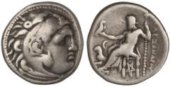 GREEK COINS Dracma. 336-323 a.C. ALEJANDRO MAGNO. MACEDONIA. Anv.: Cabeza de Hércules con piel de león a derecha. Rev.: Zeus entronizado a izquierda, detrás leyenda, delante y debajo de la silla monog