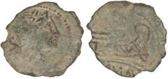 ROMAN COINS: ROMAN REPUBLIC Semis. Siglo I a.C. IMITACIONES HISPÁNICAS DE SEMIS REPUBLICANOS. Anv.: Cabeza de Saturno a derecha, detrás S. Rev.: Proa de nave a derecha, encima (S), debajo (R)OMA. 4,25