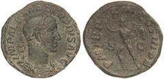 ROMAN COINS: ROMAN EMPIRE Sestercio. Acuñada el 234 d.C. ALEJANDRO SEVERO. Anv.: IMP. ALEXANDER PIVS AVG. Busto laureado a derecha. Rev.: P. M. TR. P. XIII COS. III P. P. S. C. Sol en marcha con látig