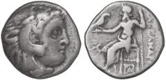GREEK COINS Dracma. 336-323 a.C. ALEJANDRO MAGNO. MACEDONIA. Anv.: Cabeza de Hércules con piel de león a derecha. Rev.: Zeus entronizado a izquierda detrás leyenda, delante y debajo de la silla monogr