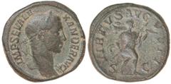 ROMAN COINS: ROMAN EMPIRE Sestercio. Acuñada el 222-231 d.C. ALEJANDRO SEVERO. Anv.: IMP. SEV. ALEXANDER AVG. Busto laureado a derecha. Rev.: VIRTVS AVGVSTI S. C. Alejandro Severo a derecha con lanza 