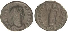 ROMAN COINS: ROMAN EMPIRE Follis. Acuñada el 308-310 d.C. GALERIA VALERIA. HERACLEA. Rev.: VENERI VICTRICI. En exergo: HTA. Venus en pie a izquierda. 6,64 grs. AE. Pátina oscura. RIC VI-56. MBC/MBC-.