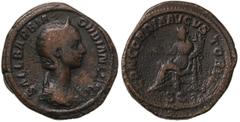 ROMAN COINS: ROMAN EMPIRE Sestercio. Acuñada el 222-235 d.C. ORBIANA. Anv.: SALL. BARBIA. ORBIANA. Busto diademado a derecha. Rev.: CONCORDIA AVGVSTORVM S. C. Concordia sentada a izquierda con pátera 