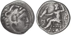 Ancient Greece Dracma. 336-323 a.C. ALEJANDRO MAGNO. MACEDONIA. Anv.: Cabeza de Hércules con piel de león a derecha. Rev.: Zeus entronizado a izquierda, detrás leyenda, delante ME, debajo de la silla 