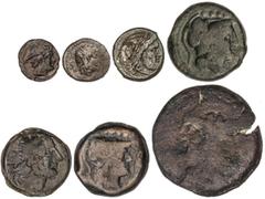 ROMAN COINS: ROMAN REPUBLIC Roman Coins Lote 7 monedas Semiuncia, Semis, Triens (2), Quinario y Victoriato. AE (5) y AR (2). Incluye Semiuncia Anónima Se-130, Semis Imitaciones Hispánicas de Semis Rep