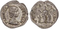 ROMAN COINS: ROMAN EMPIRE Roman Coins Denario. Acuñada el 202-212 d.C. PLAUTILLA. Anv.: PLAVTILLA AVGVSTA. Busto a derecha. Rev.: VENVS VICTRIX. Venus en pie a izquierda, con palma y manzana; a sus pi