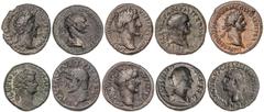 ROMAN COINS: ROMAN EMPIRE Roman Coins Lote 10 monedas As (5), Dupondio (4) y Tetradracma. AUGUSTO a FAUSTINA HIJA. AE (9) y Ve. Incluye Dupondio Augusto C-247, RIC-82, As Germánico C-1, RIC-44, Tetrad
