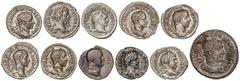ROMAN COINS: ROMAN EMPIRE Roman Coins Lote 11 monedas Denario (9), Dracma y Tetradracma. VESPASIANO, SEPTIMIO SEVERO (2), CARACALLA (2), ALEJANDRO SEVERO (5) y TREBONIANO GALO. AR (10) y Ve. Vespasian