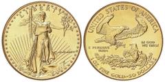 WORLD COINS: UNITED STATES World Coins 50 Dólares. 1986. 34,11 grs. AU. Fecha en números romanos. Saint-Gaudens. Primer año de esta serie. Fr-B1; KM-219. SC.