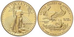 WORLD COINS: UNITED STATES World Coins 50 Dólares. 1991. 33,99 grs. AU. Fecha en números romanos. Saint-Gaudens. Fr-B1; KM-219. SC.