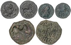 CELTIBERIAN COINS Celtiberian Coins Lote 3 monedas Semis (2) y As. 120-50 a.C. y 50-20 a.C. CELSE, CONTERBIA CARBICA y LAELIA. AE. Semis Celse Vill-140, Semis Conterbia Carbica Vill-8 y As Laelia Vill