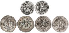 SASSANIDS COINS Sasanian Coins Lote 3 monedas Dracma. KHUSRO I y II. AR. Ceca: AW año 14, ALM año 30 y AYL año 41. MBC/MBC+.