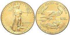 WORLD COINS: UNITED STATES WORLD COINS: UNITED STATES World Coins 50 Dólares. 1986. 34,05 grs. AU. Fecha en números romanos. Saint Gaudens. Fr-B1; KM-219. SC.