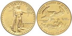 WORLD COINS: UNITED STATES WORLD COINS: UNITED STATES World Coins Lote 2 monedas 50 Dólares. 1987. AU. Fecha en números romanos. Saint Gaudens. Fr-B1 ; KM-219. SC.