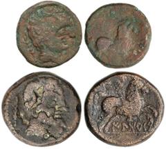 CELTIBERIAN COINS Celtiberian Coins Lote 2 monedas Semis y As. 120-20 a.C. ILTIRCES (Zona de Solsona). AE. El Semis, leyenda no visible, Tipo Iltices. A EXAMINAR. AB-1452 y ¿1453?. BC+ a MBC-.