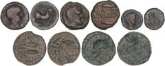 CELTIBERIAN COINS Celtiberian Coins Lote 5 monedas. AE. Contiene un As de GADES, As de SACILI, Semis de CARMO, Semis de CASTULO y Cuadrante de LAELIA. A EXAMINAR. BC+ a MBC-.