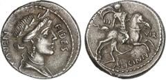 ROMAN COINS: ROMAN REPUBLIC Roman Coins - Republic Denario. 47 a.C. LICINIA. A. Licinius Nerva. Anv.: NERVA-FIDES. Rev.: III-VIR en campo, debajo A. LICINIV. 3,50 grs. AR. BMC-515nt; Cal-893; Craw-454