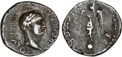 ROMAN COINS: ROMAN EMPIRE Roman Coins - Empire Denario. Acuñada el 68 d.C. GALBA. GALIA. Anv.: SER. GALBA IMPERATOR. Cabeza laureada de Galba a derecha. Rev.: VICTORIA P. R. Victoria en pie a izquierd