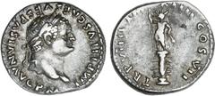 ROMAN COINS: ROMAN EMPIRE Roman Coins - Empire Denario. Acuñada el 79 d.C. TITO. Anv.: IMP. TITVS CAES. VESPASIAN. AVG. P. M. Cabeza laureada a derecha. Rev.: TR. P. VIIII. IMP. XIIII. COS. VII. Figur