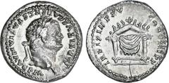 ROMAN COINS: ROMAN EMPIRE Roman Coins - Empire Denario. Acuñada el 79 d.C. TITO. Anv.: IMP. TITVS CAES. VESPASIAN. AVG. P. M. Cabeza laureada a derecha. Rev.: TR. P. IX. IMP. XV. COS. VIII. P.P. Trono