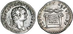 ROMAN COINS: ROMAN EMPIRE Roman Coins - Empire Denario. Acuñada el 79 d.C. TITO. Anv.: IMP. TITVS CAES. VESPASIAN. AVG. P. M. Cabeza laureada a derecha. Rev.: TR. P. IX. IMP. XV. COS. VIII. P.P. Truen