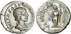 ROMAN COINS: ROMAN EMPIRE Roman Coins - Empire Denario. Acuñada el 222 d.C. JULIA SOAEMIAS. Anv.: IVLIA SOAEMIAS AVG. Busto a derecha. Rev.: VENVS CAELESTIS. Venus en pie a izquierda. 3,12 grs. AR. C-