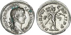 ROMAN COINS: ROMAN EMPIRE Roman Coins - Empire Denario. Acuñada el 222-228 d.C. ALEJANDRO SEVERO. Anv.: IMP. C. M. AVR. SEV. ALEXAND. AVG. Busto laureado a derecha. Rev.: P. M. TR. P. VI. COS. II. P. 