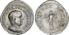 ROMAN COINS: ROMAN EMPIRE Roman Coins - Empire Denario. Acuñada el 238 d.C. BALBINO. Anv.: IMP. C. D. CAEL. BALBINVS AVG. Busto laureado a derecha. Rev.: IOVI CONSERVATORI. Júpiter en pie a izquierda.