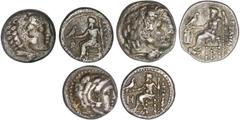 GREEK COINS Ancient Greece Lote 3 monedas Dracma. ALEJANDRO MAGNO. AR. Tipo Zeus entronizado en reverso. Diferentes cecas; Pella, Colophon (escasa tipo Price-1770). MBC-/MBC.