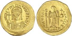 BYZANTINE COINS Byzantine Coins Sólido. (527-565 d.C.). JUSTINIANO I. CONSTANTINOPLA. Anv.: D. N. IVSTINIANVS P. P. AVC. Busto de frente con casco y globo crucífero. Rev.: VICTORIA AVGGG Z. CONOB. Est