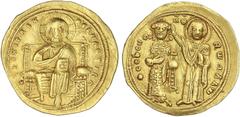 BYZANTINE COINS Byzantine Coins Histamenon Nomisma. (1028-1034 d.C.). ROMANO III. CONSTANTINOPLA. Anv.: IhS XIS REX REGNANTInm. Cristo entronizado de frente. Rev.: OCE bOH RWMANW. La Virgen coronando 