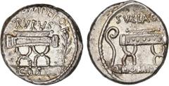 ROMAN COINS: ROMAN REPUBLIC Roman Republic Denario. 54 a.C. POMPEIA. Q. Pompeius Rufus. Anv.: (Q. P) OMPEI Q.F. / RVFVS. Rev.: SVLLA. C(OS) / Q. POMPE(I. RVF). 4,12 grs. Restos de brillo original. Rar