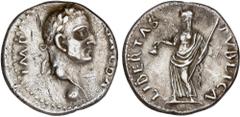 ROMAN COINS: ROMAN EMPIRE Roman Empire Denario. Acuñada el 68 d.C. GALBA. TARRACO. Anv.: IMP. GALBA. Cabeza laureada de Galba a derecha, debajo globo. Rev.: LIBERTAS PVBLICAE. Libertad en pie a izquie