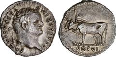 ROMAN COINS: ROMAN EMPIRE Roman Empire Denario. Acuñada el 74-79 d.C. TITO. Anv.: T. CAESAR IMP. VESPASIANVS. Cabeza laureada a derecha. Rev.: COS. VI. Yunta de bueyes a izquierda. 3, 44 grs. Bella pá