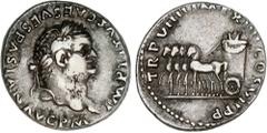 ROMAN COINS: ROMAN EMPIRE Roman Empire Denario. Acuñada el 79 d.C. TITO. Anv.: IMP. TITVS CAES. VESPASIAN. AVG. P. M. Cabeza laureada a derecha. Rev.: TR. P. VIIII. IMP. XIIII. COS. VII. P.P. Cuadriga