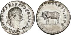 ROMAN COINS: ROMAN EMPIRE Roman Empire Denario. Acuñada el 79 d.C. TITO. Anv.: IMP. TITVS CAES. VESPASIAN. AVG. P. M. Cabeza laureada a derecha. Rev.: TR. P. IX. IMP. XV. COS. VIII. P.P. Elefante a iz