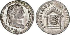 ROMAN COINS: ROMAN EMPIRE Roman Empire Denario. Acuñada el 79 d.C. TITO. Anv.: IMP. TITVS CAES. VESPASIAN. AVG. P. M. Cabeza laureada a derecha. Rev.: TR. P. IX. IMP. XV. COS. VIII. P.P. Trono con res