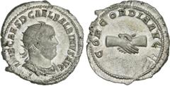 ROMAN COINS: ROMAN EMPIRE Roman Empire Antoniniano. Acuñada el 238 d.C. BALBINO. Anv.: IMP. CAES. D. CAEL. BALBINVS AVG. Busto radiado a derecha. Rev.: CONCORDIA AVG. Manos entrlazadas. 4,68 grs. Rest