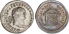 ROMAN COINS: ROMAN EMPIRE Roman Coins Denario. Acuñada el 79-80 d.C. TITO. ESCASA. Anv.: IMP. TITVS CAES. VESPASIAN. AVG. P. M. Busto a derecha. Rev.: TR. P. IX IMP. XV COS. VIII P. P. Trono con respa