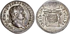ROMAN COINS: ROMAN EMPIRE Roman Coins Denario. Acuñada el 80 d.C. TITO. Anv.: IMP. TITVS CAES. VESPASIAN. AVG. P.M. Cabeza laureada a derecha. Rev.: TR. P. IX. IMP. XV. COS. VIII. P. P. Rayo sobre mes