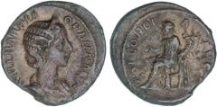 ROMAN COINS: ROMAN EMPIRE Roman Empire Denario. Acuñada el 225-226 d.C. ORBIANA. ESCASA. Anv.: SALL. BARBIA ORBIANA AVG. Busto diademado a derecha. Rev.: CONCORDIA AVGG. Concordia sentada a izquierda 