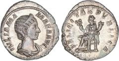 ROMAN COINS: ROMAN EMPIRE Roman Empire Denario. Acuñada el 235 d.C. JULIA MAMAEA. Anv.: IVLIA MAMAEA AVG. Busto diademado a derecha. Rev.: FELICITAS PVBLICA. Felicidad sentada a izquierda. 2,77 grs. A
